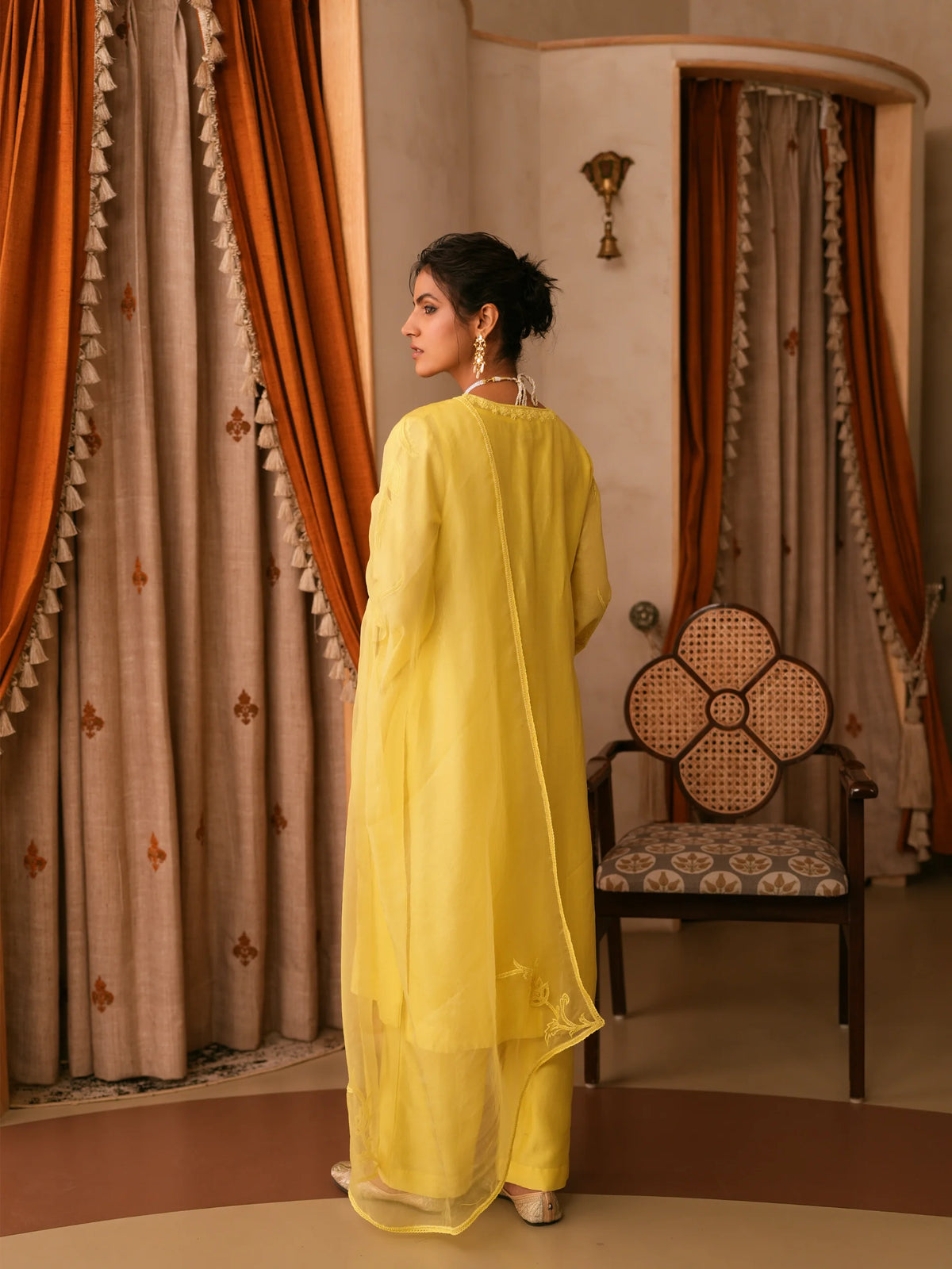 Chanderi Suit With Embroidered Pants And Dupatta
