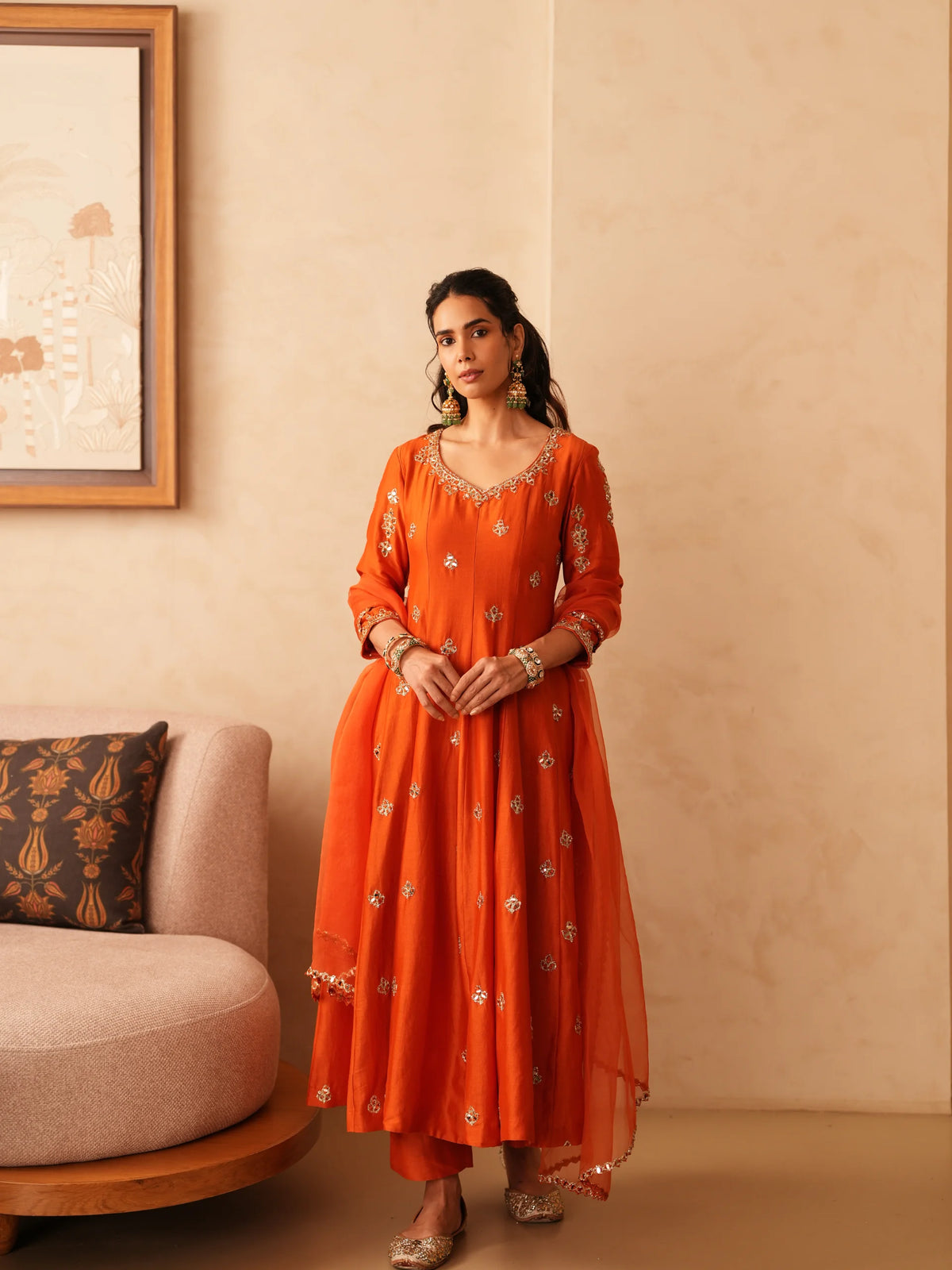 Anarkali With Embroidered Pants And Dupatta