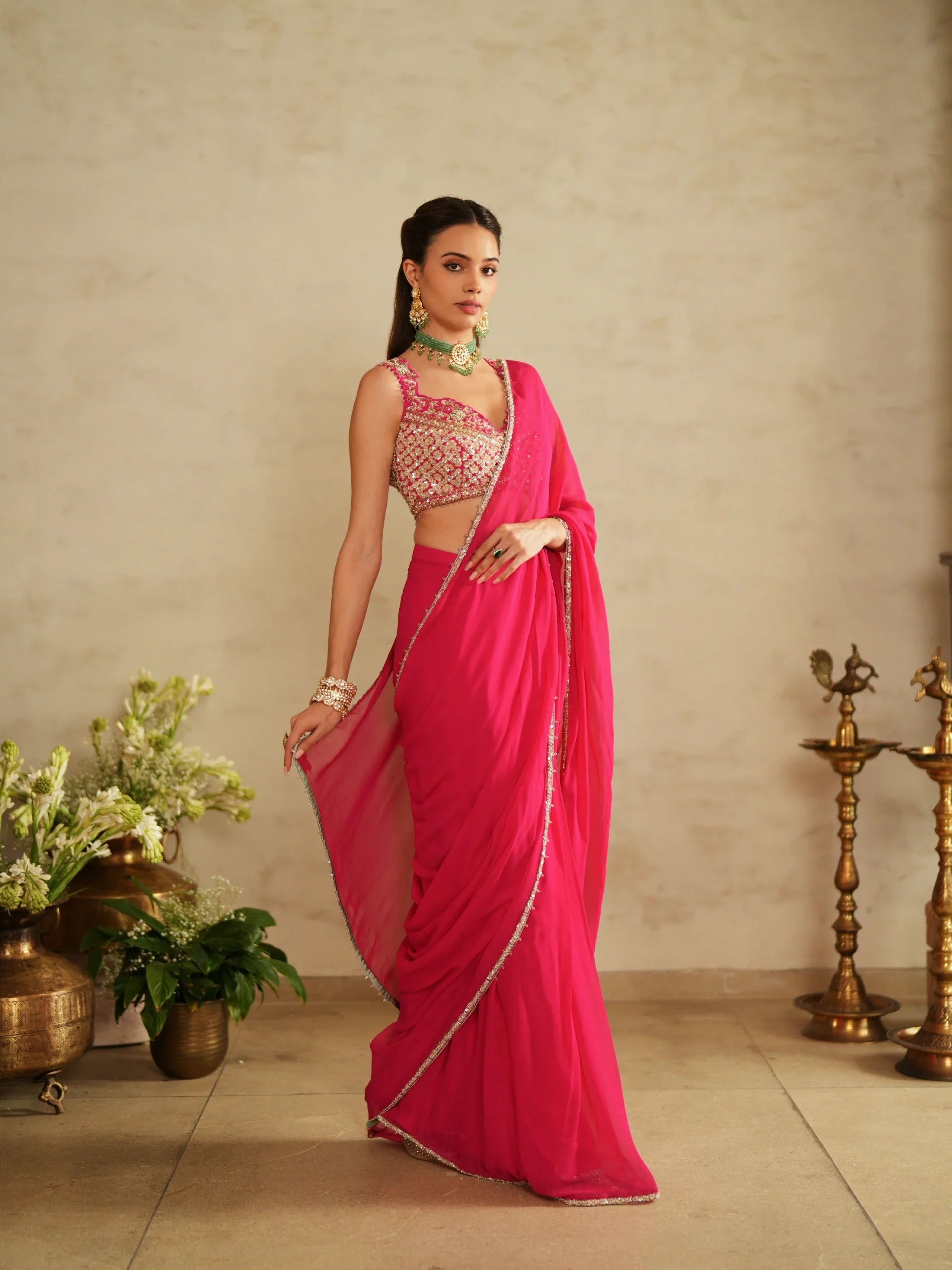 Draped Saree With Belt - Saisha
