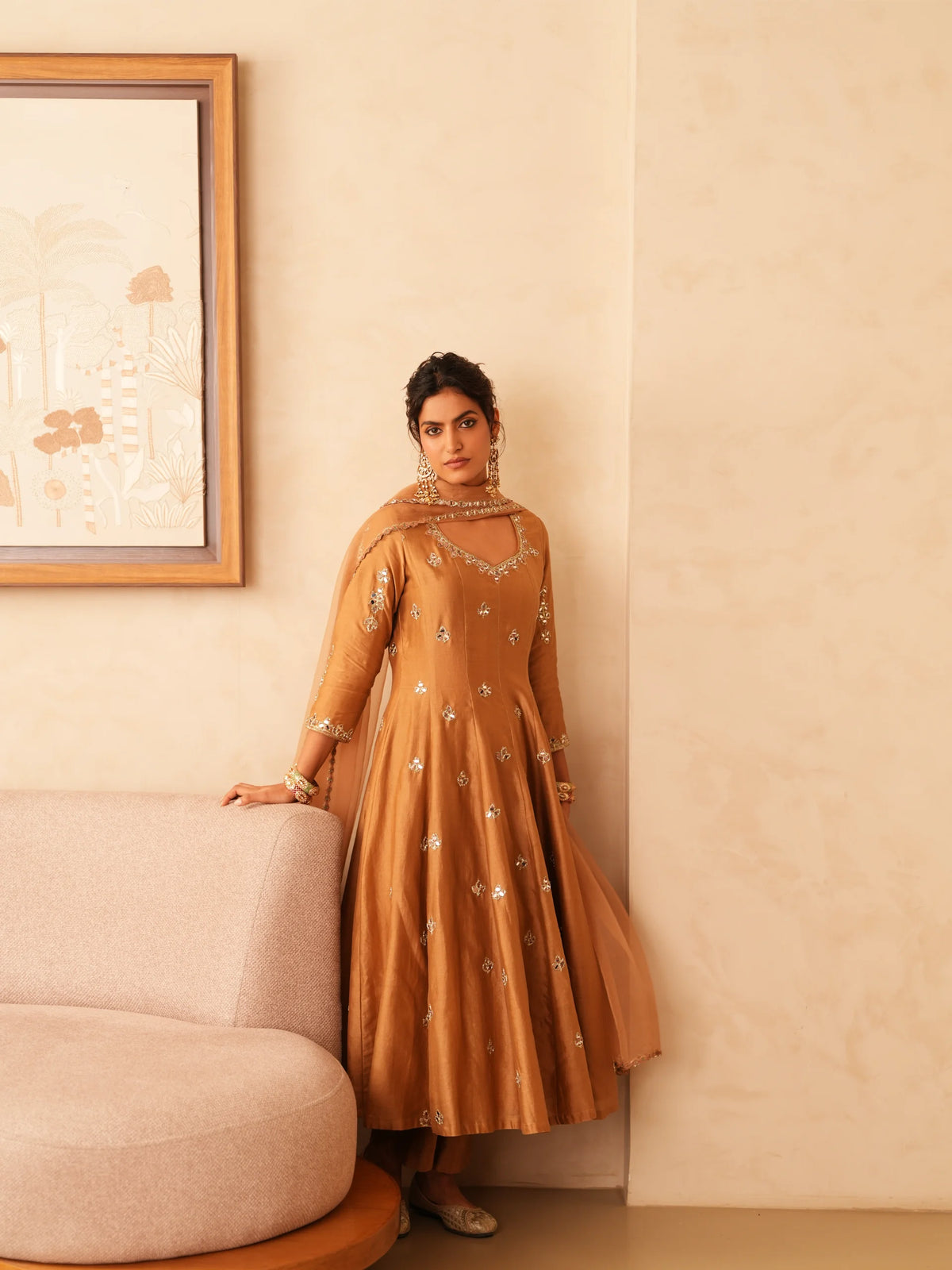 Anarkali With Embroidered Pants And Dupatta