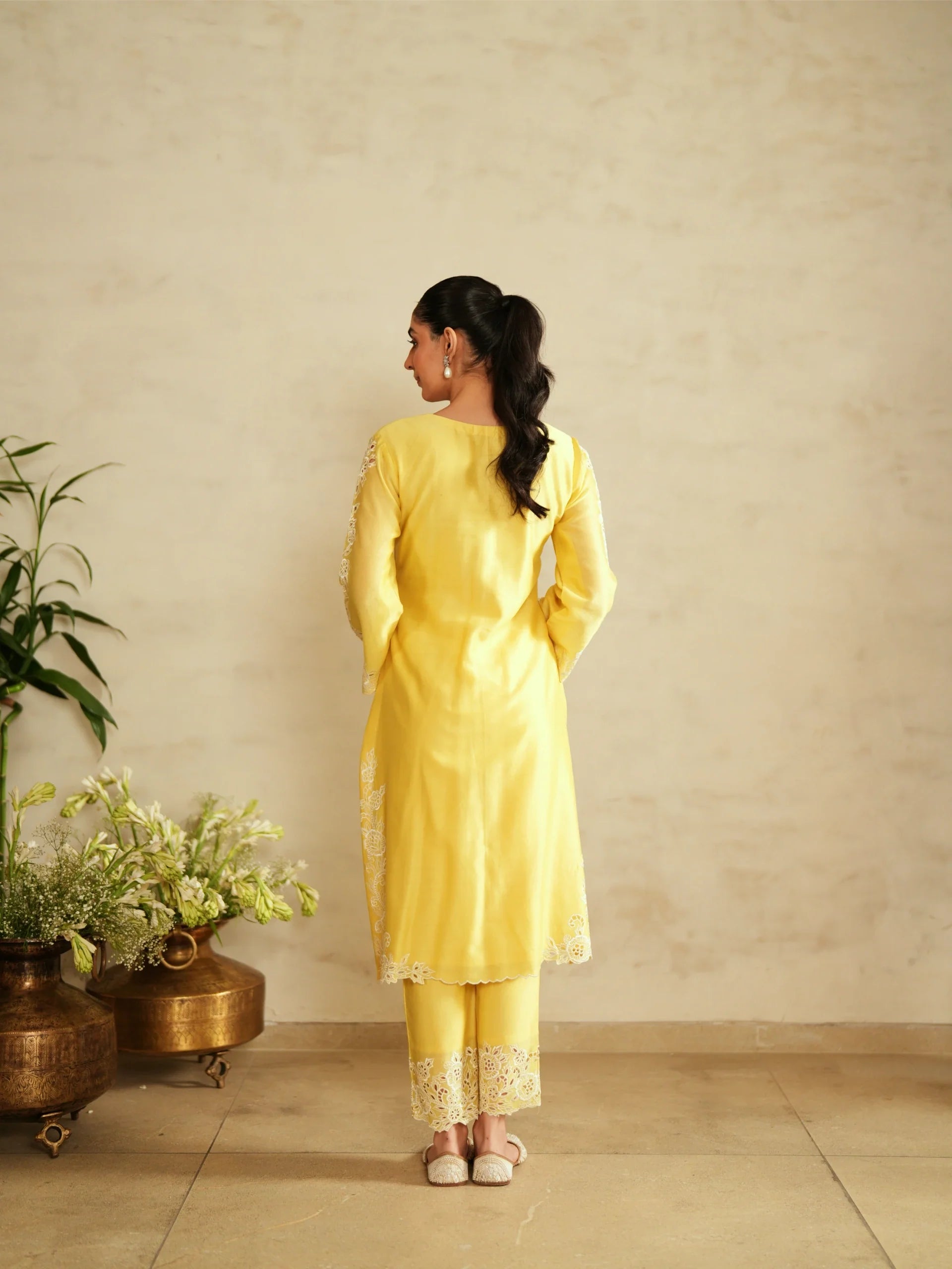 Chanderi Suit With Embroidered Pants And Dupatta - Saisha