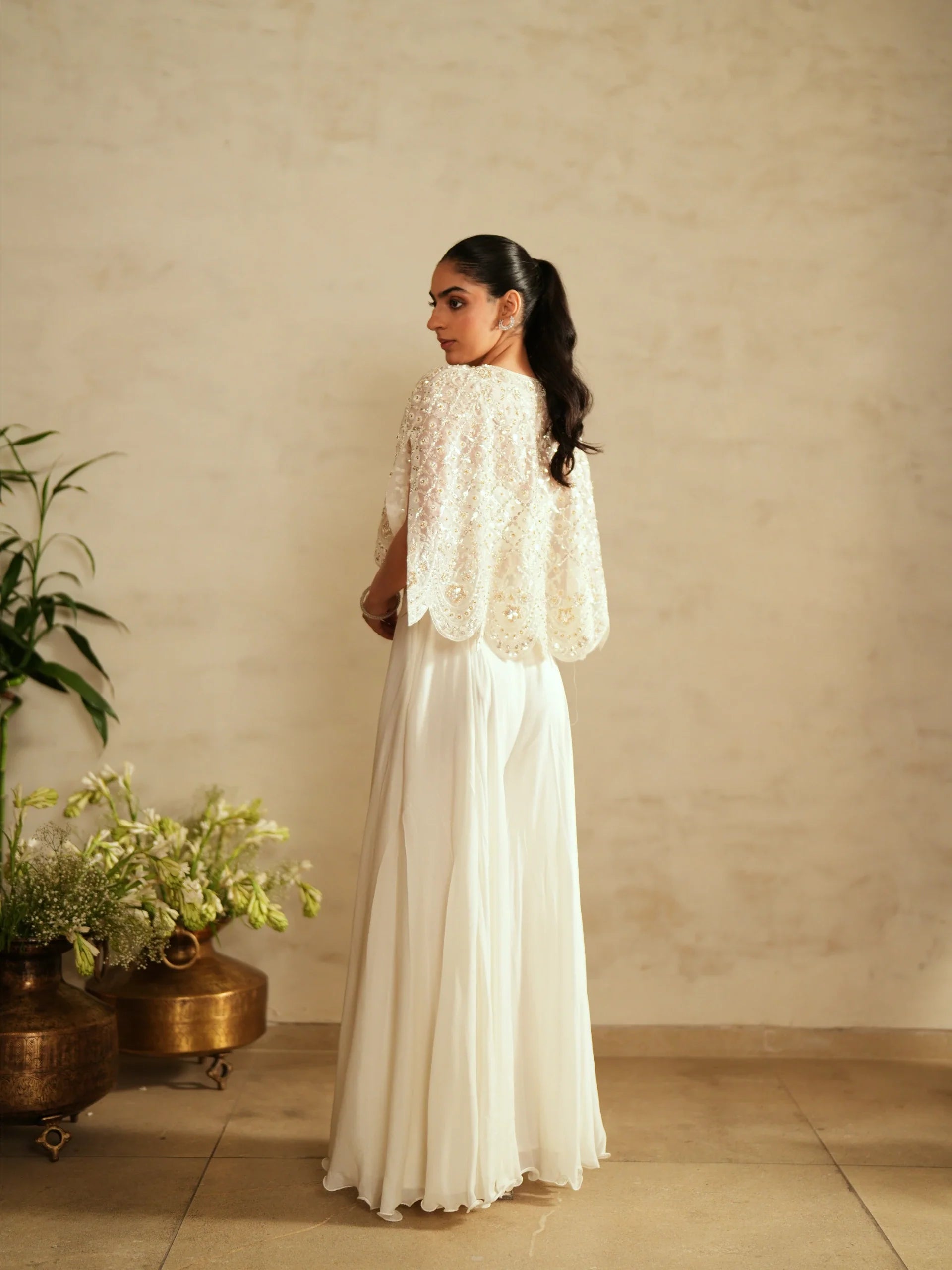 Cape Sharara And Bustier Set - Saisha